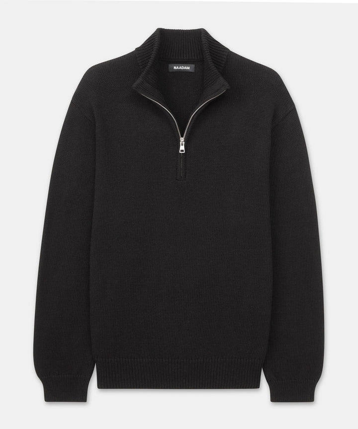 Cotton Relaxed Quarter Zip Sweater