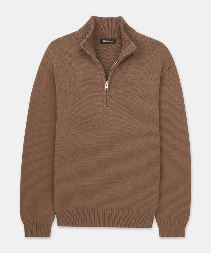 Cotton Relaxed Quarter Zip Sweater