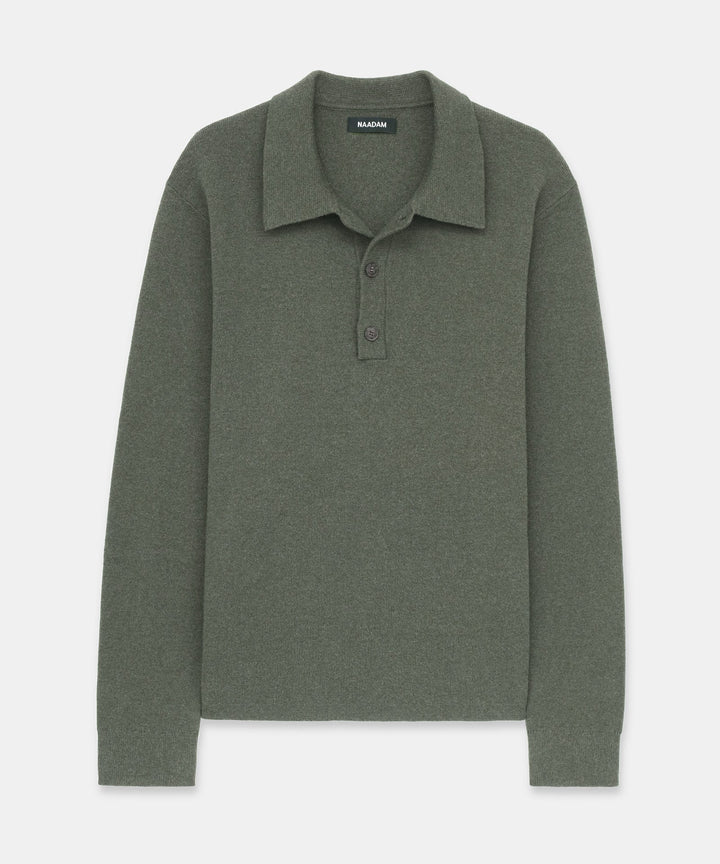 Cotton Cashmere Polo Sweater