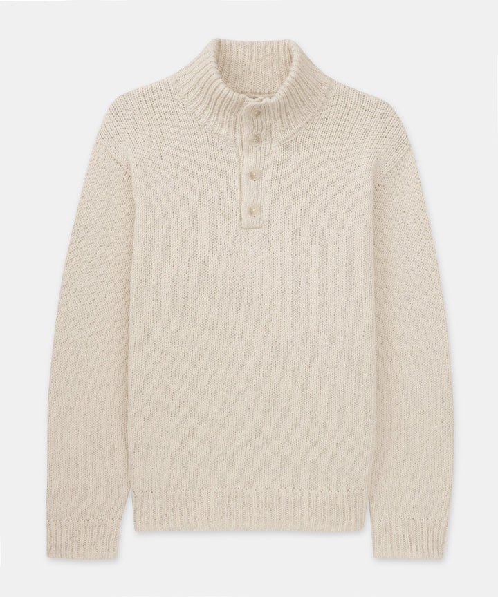 Chunky Cotton Quarter Button Down Sweater