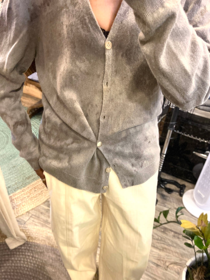 Geode, Botanically dyed 100% cashmere V neck cardigan