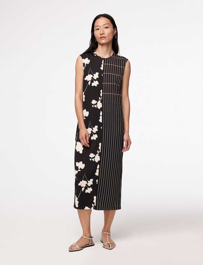 Pinstripe Floral Sleeveless Dress - Resale