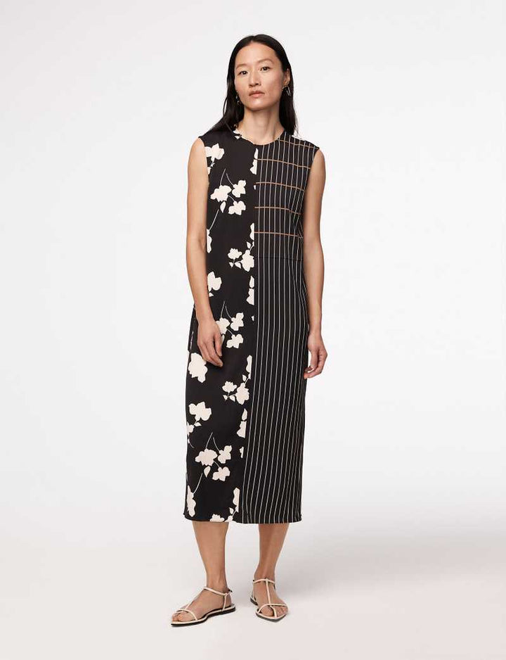 Pinstripe Floral Sleeveless Dress - Resale