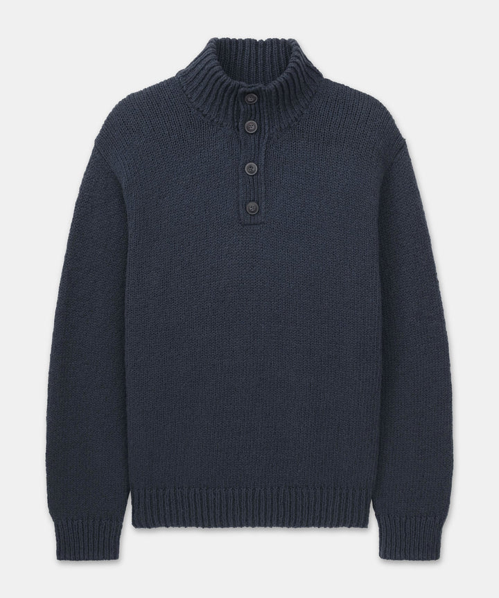 Chunky Cotton Quarter Button Down Sweater